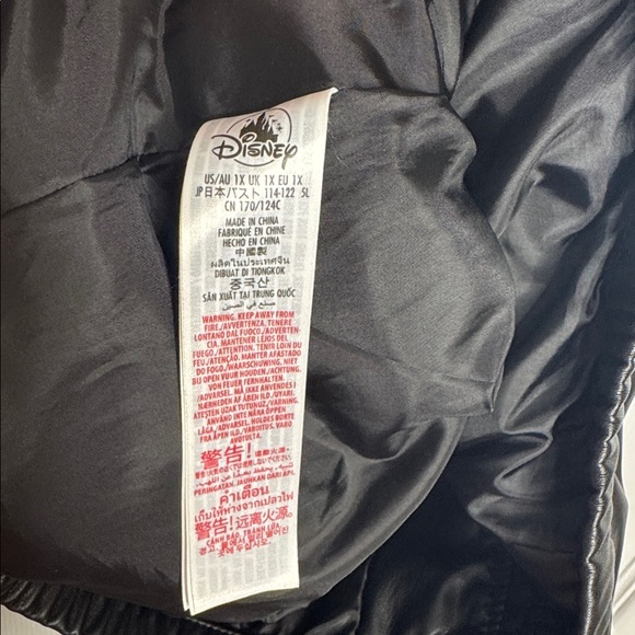 Disney Parks Walt Disney World black faux leather puffer Spirit jacket size 1X - Picture 5 of 8